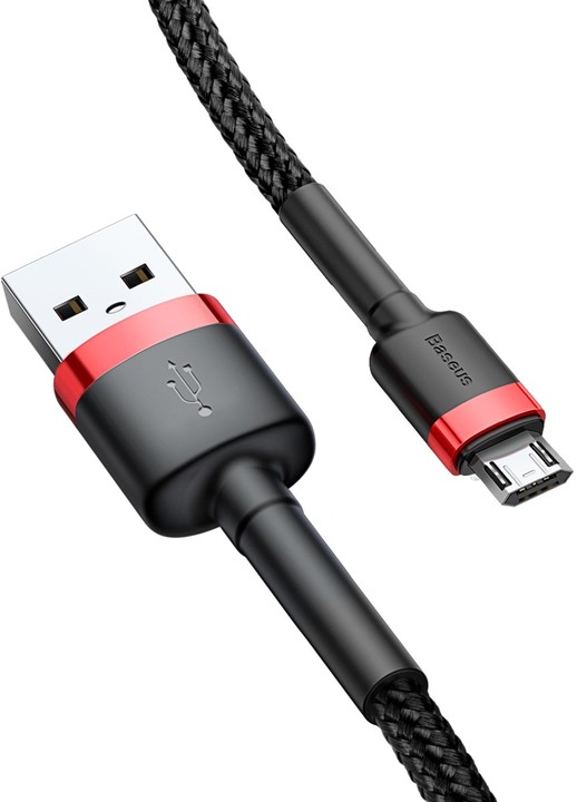 Baseus odolný nylonový kabel USB Micro 1.5A 2M, červená + černá_1615690696