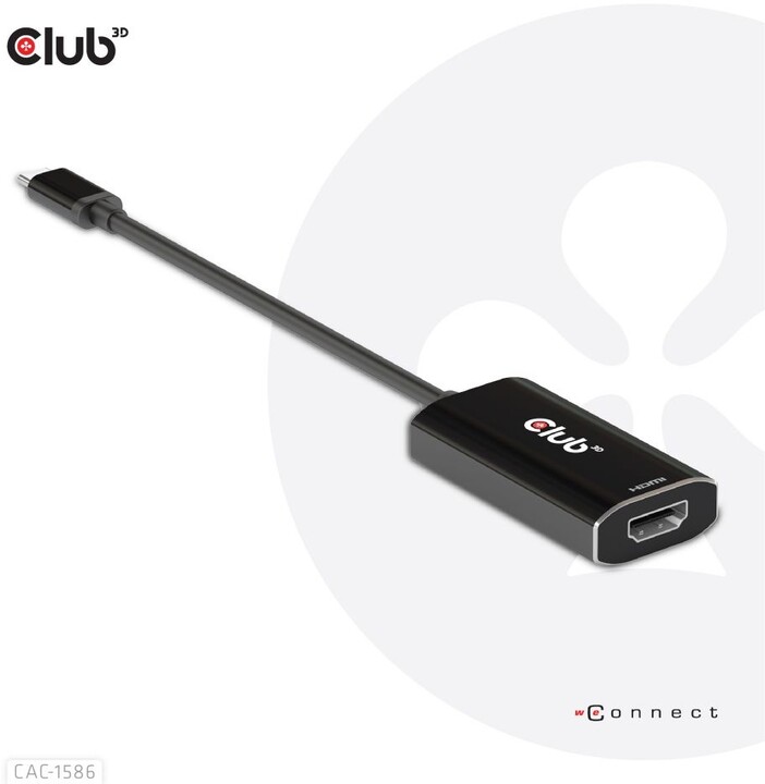 Club3D adaptér aktivní USB-C Gen2 na HDMI 4K120Hz HDR10 s DSC 1.2 (M/F), černá_1169941309