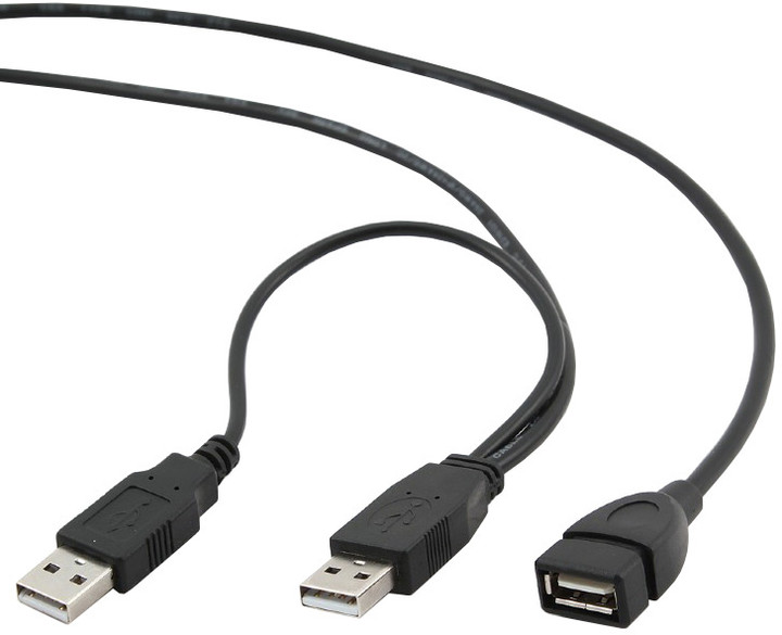 Gembird CABLEXPERT kabel USB A-A 1m 2.0 prodlužovací DUÁLNÍ pro extra napájení_223145757