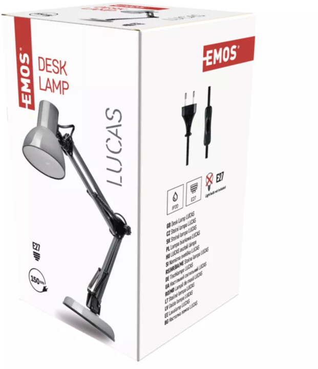 Emos LED stolní lampa Lucas na žárovku E27, tmavě šedá_2008856618