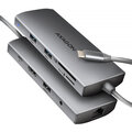 AXAGON multifunkční HUB 9v1 USB 5Gbps hub, 3x USB-A, USB-C, HDMI 4K/60Hz, RJ45, microSD/SD, PD 100W,_951061459