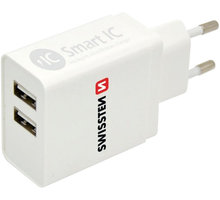 SWISSTEN travel charger smart IC with 2x USB 3,1A Power, bílá_329015476