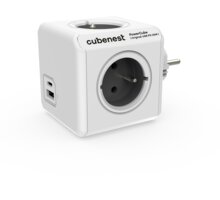 Cubenest PowerCube Original rozbočka, 4 zásuvky + USB A+C PD 20 W, šedá 6974699970804