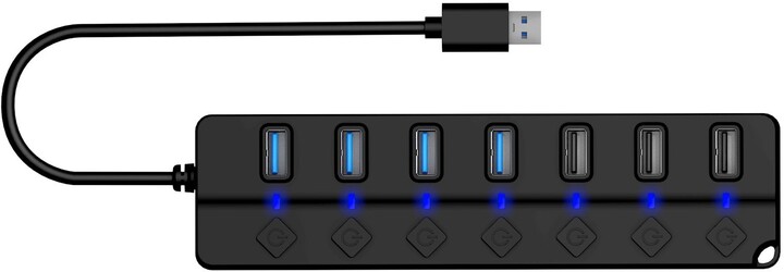 CONNECT IT USB-A hub Mighty Switch 2, 4xUSB-A 3.0, 3xUSB-A 2.0, externí, černá_926575673