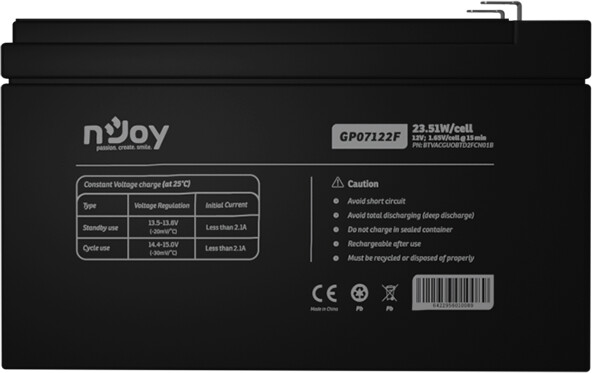 nJoy GPL07122F, 12V/7Ah, VRLA AGM, F2- Baterie pro UPS_1672481360
