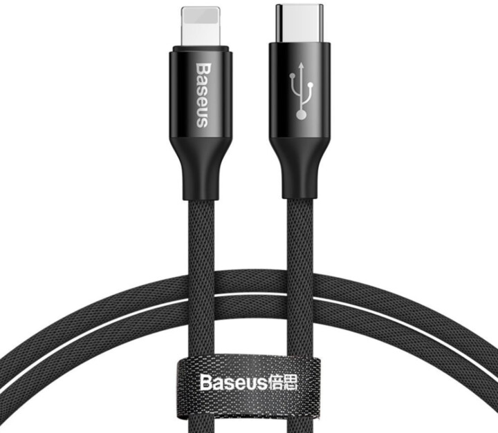 BASEUS kabel Yiven Series USB-C - Lightning, M/M, 2A, 1m, černá_892081741