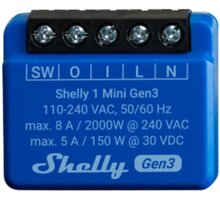 Shelly Plus 1 Mini, spínací modul, WiFi, Gen3 SHELLY-PLUS-1-MINI-GEN3