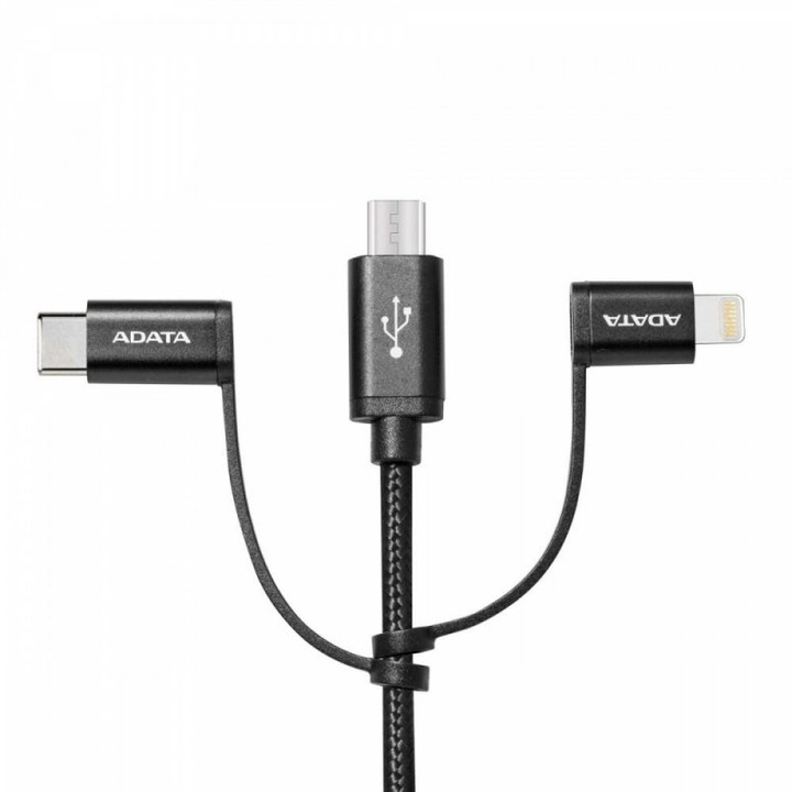 ADATA micro USB/lightning/USB-C 3-in-1 Cable, černý_1864958380