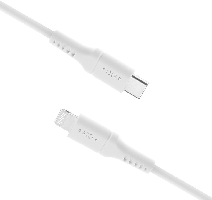 FIXED nabíjecí a datový kabel Liquid silicone USB-C - Lightning, MFi, PD, 2m, bílá_1674264947
