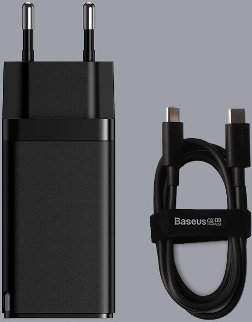 Baseus síťová nabíječka GaN2 Pro, 2xUSB-C, USB-A, QC, Fast Charging, 60W, černá + USB-C kabel,_214885883