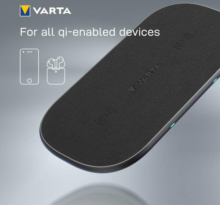 VARTA bezdrátová nabíječka Wireless Charger Multi, 10W + 10W, černá_2146240252