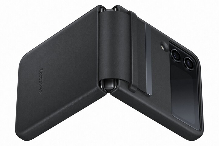Samsung flipový kožený kryt pro Galaxy Z Flip4, černá_1920681550