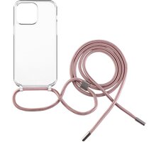 FIXED zadní kryt Pure Neck s růžovou šňůrkou na krk pro Apple iPhone 13 Pro Max FIXPUN-725-PI