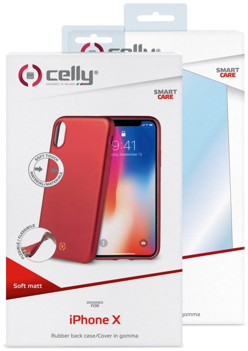 CELLY Sotmatt TPU pouzdro pro Apple iPhone X, matné provedení, červené_298293292