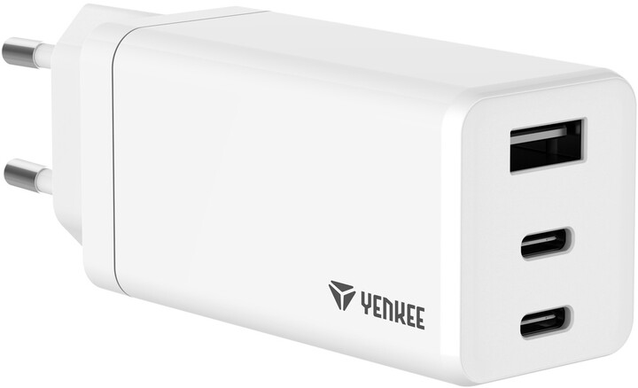 YENKEE síťová nabíječka YAC 2065, GaN, USB-A, 2x USB-C, 65W, bílá_529592677