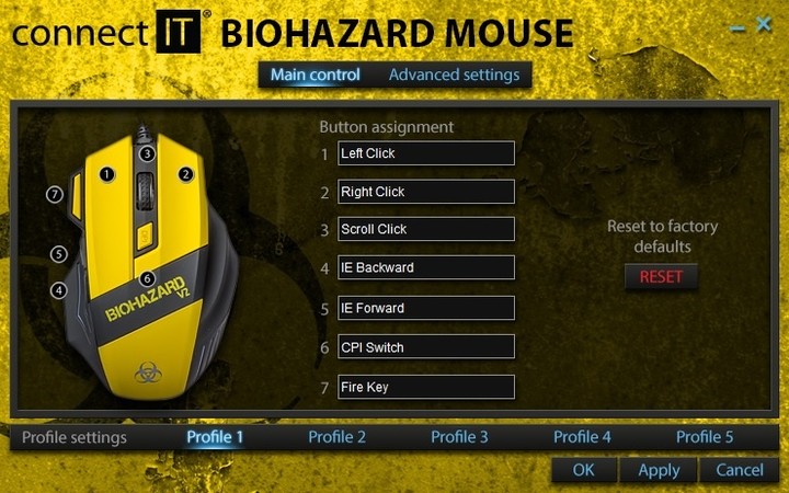 CONNECT IT Biohazard V2 myš, žlutá_1475385264