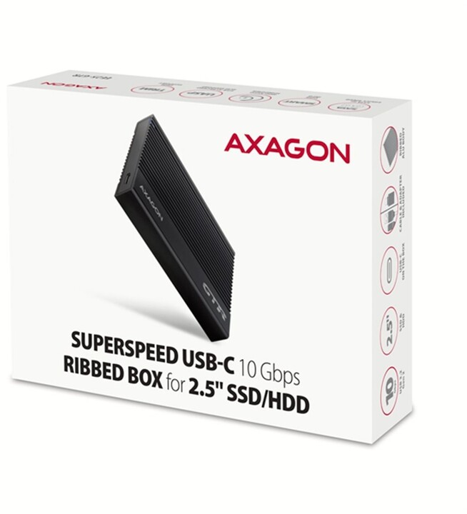 AXAGON EE25-GTR RIBBED box, černá_1828585151