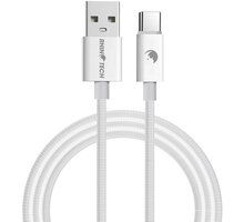 RhinoTech kabel USB-A - USB-C, 27W, 1m, opletený, bílá RTACC385
