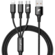 RhinoTech nabíjecí a datový kabel 3v1 USB-A - MicroUSB + Lightning + USB-C, 1.2m, černá_1788480143