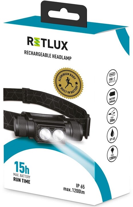Retlux outdoorová čelovka RPL 708, nabíjecí, černá_1099701145