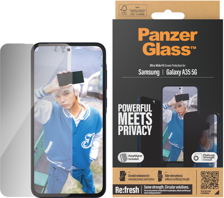 PanzerGlass ochranné sklo Privacy pro Samsung Galaxy A35 5G, s instalačním rámečkem_375565592