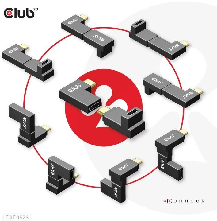 Club3D set adapterů USB-C Gen2, 4K@120Hz (M/F), 2ks_324131590