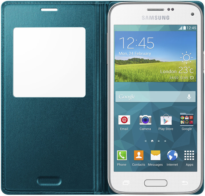 Samsung flipové pouzdro s oknem EF-CG800B pro Galaxy S5 mini, zelená_1516837083