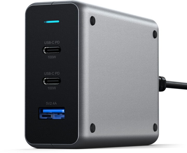 Satechi síťová nabíječka Compact GAN, 2x USB-C PD, USB-A, 100W, šedá_436237245