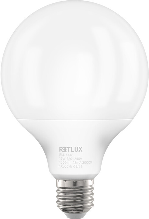 Retlux žárovka RLL 444, LED G95, E27, 15W, teplá bílá_1552119814