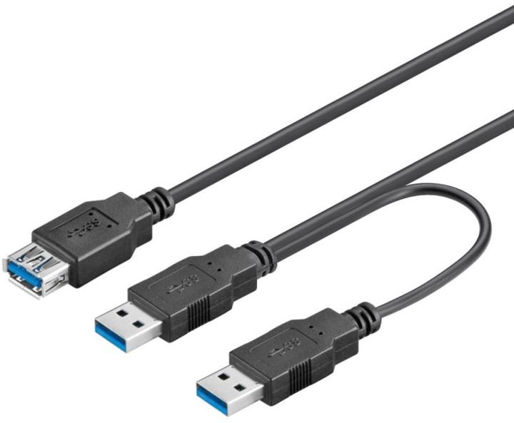 PremiumCord USB 3.0 napájecí Y kabel A/Male + A/Male -- A/Female_1646301043