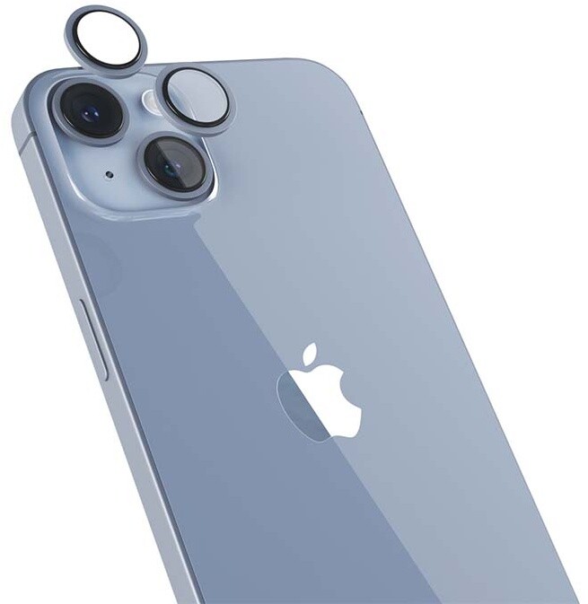 EPICO hliníkové tvrzené sklo na čočky fotoaparátu pro iPhone 14/14 Plus, modrá_1538498089