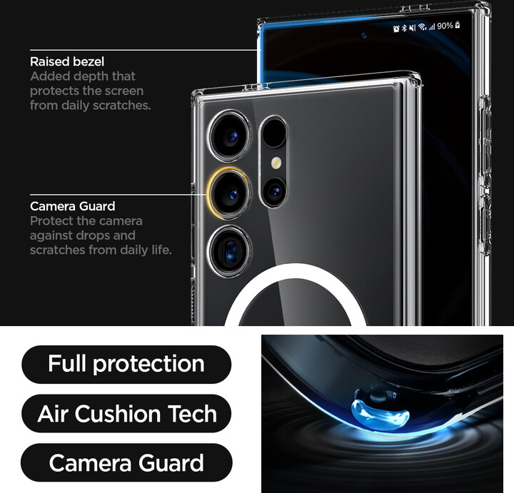Spigen ochranný kryt Ultra Hybrid OneTap Metal Ring MagSafe pro Samsung Galaxy S24 Ultra, čirá_687822948