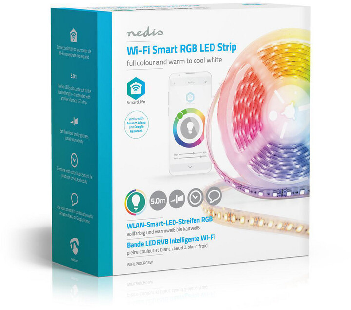 Nedis Chytrý Wi-Fi LED Pásek, barevný a teplá až studená bílá, 5 m_1596182158