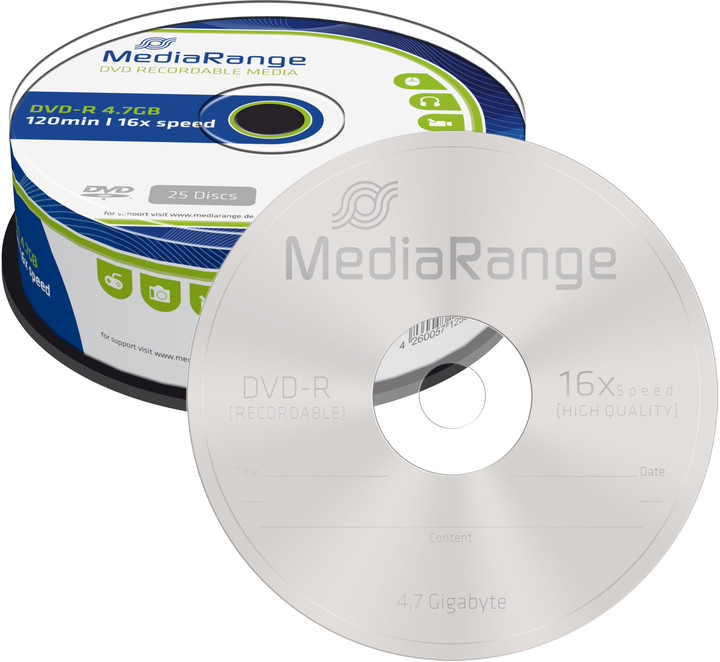 MediaRange DVD-R 4,7GB 16x, Spindle 25ks_365880346