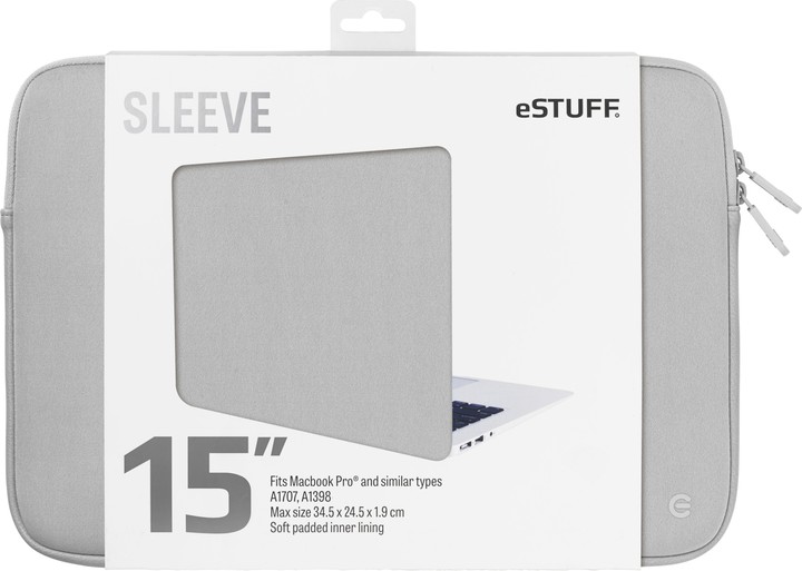 eSTUFF A1707, A1398 15&#39;&#39; Sleeve - Fits Macbook Pro, grey_884409950