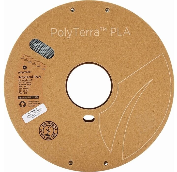 Polymaker tisková struna (filament), PolyTerra PLA, 1,75mm, 1kg, šedá_177451448