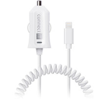 CONNECT IT InCarz nabíječka do auta MFi Apple Lightning 2,4A, 1m spirálový flexibilní kabel, bílá_902371985