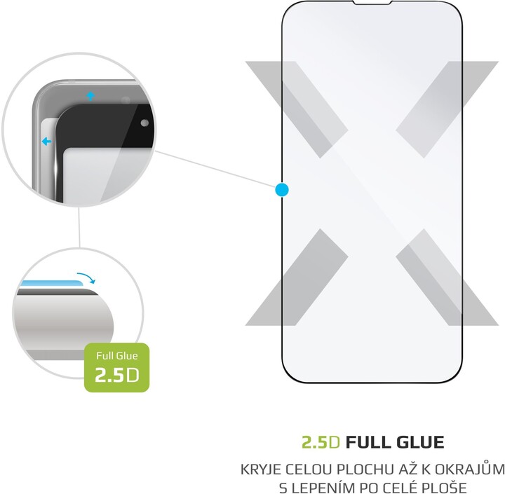 FIXED ochranné sklo pro Apple iPhone 13/13 Pro, s lepením přes celý displej, černá_10429420