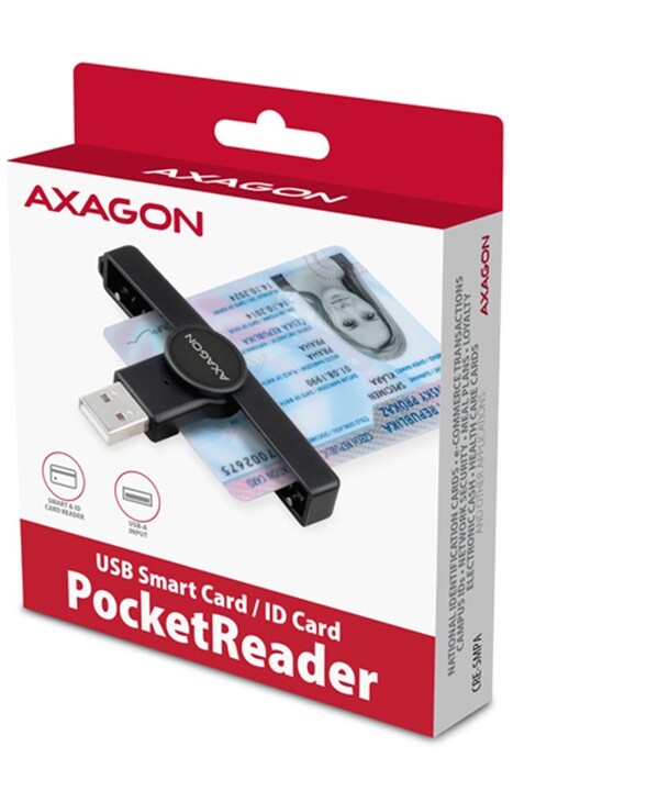 AXAGON CRE-SMPA, USB-A PocketReader čtečka kontaktních karet Smart card (eObčanka)_1502082109
