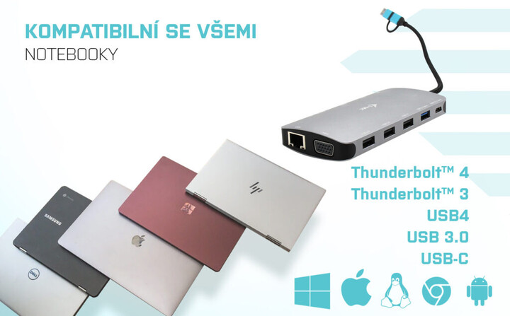 i-tec dokovací stanice USB 3.0/USB-C/Thunderbolt 3, 3x Display, LAN, PD 100W_286548752