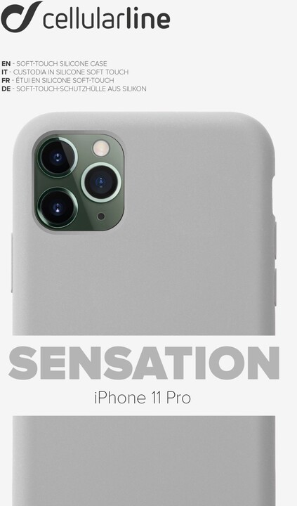 CellularLine ochranný silikonový kryt SENSATION pro Apple iPhone 11 Pro, šedá_922988971