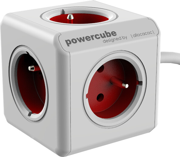 PowerCube EXTENDED prodlužovací přívod 3m - 5ti zásuvka, červená_942841149