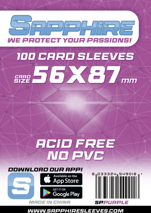 Ochranné obaly na karty SapphireSleeves - Purple, standard, 100ks (56x87)_1825469046
