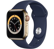Apple Watch Series 6 Cellular, 44mm, Gold Stainless Steel, Navy Sport Band_672223669