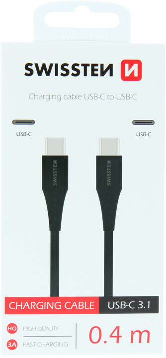 SWISSTEN datový kabel USB-C - USB-C, M/M, 0.4m, černá_1199366504