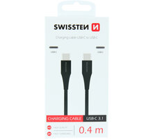 SWISSTEN datový kabel USB-C - USB-C, M/M, 0.4m, černá 71506514