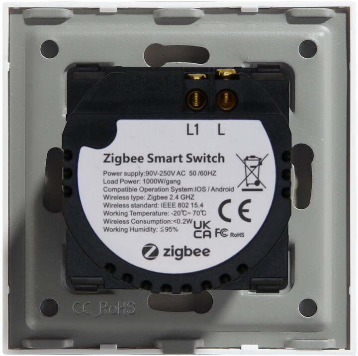 iQtech SmartLife chytrý vypínač 1x NoN, ZigBee, Černá_110611102