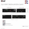 Club-3D HDMI switch 1:3, 8K@60Hz/4K@120Hz_87684885