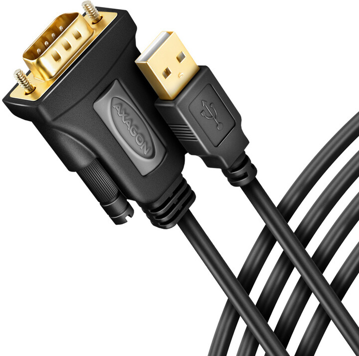 AXAGON ADS-1PQN, USB-A 2.0 - sériový RS-232 DB9-M FTDI adaptér / kabel 1.5m_1667981489