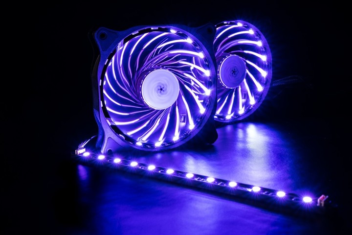 1stCool Fan KIT1, 2x RGB LED ventilátor 120x25mm+ LED pásek+ řadič+ dálkové ovládání_611839046